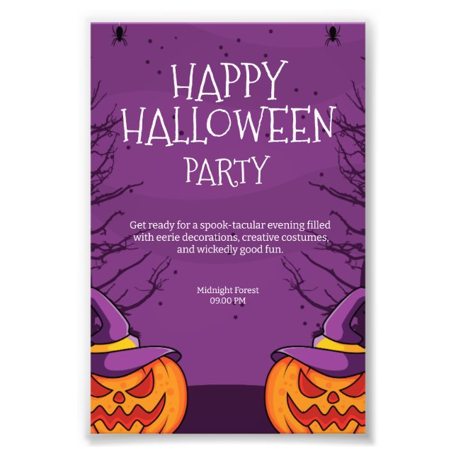 Editable Halloween Invitation, Halloween Party  Photo Print (Front)