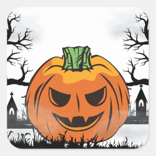 Editable Halloween Invitation Halloween Party  Square Sticker