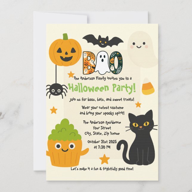 Editable Halloween – Little Monster Bash -  Invitation (Front)