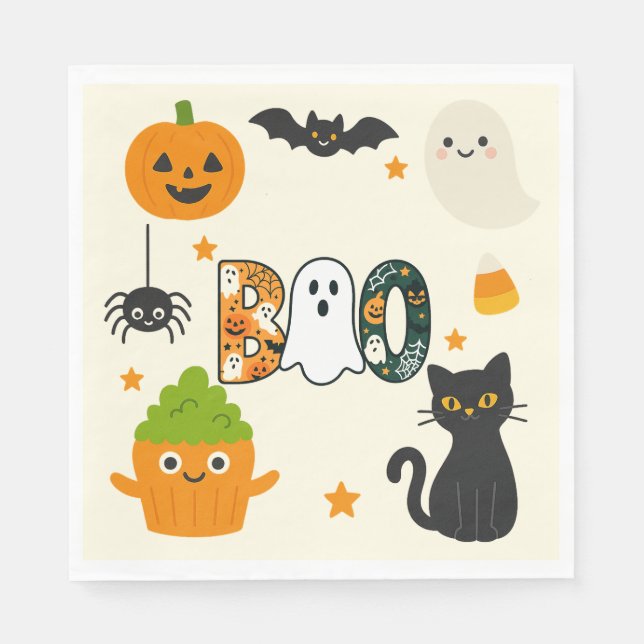 Editable Halloween – Little Monster Bash -  Napkins (Front)