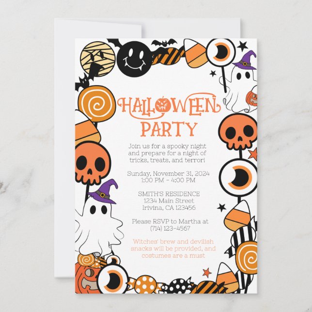 Editable Halloween Party Invitation Template (Front)