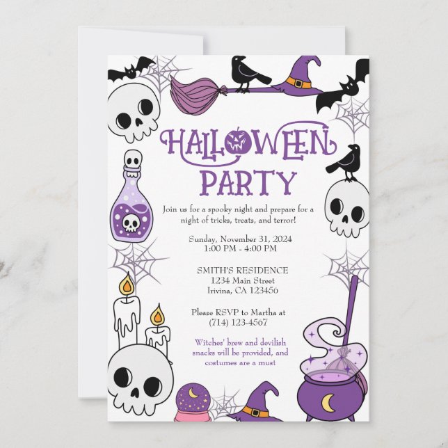 Editable Halloween Party Invitation Template (Front)