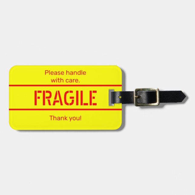 Editable Handle With Care  Luggage Tag (Front Horizontal)