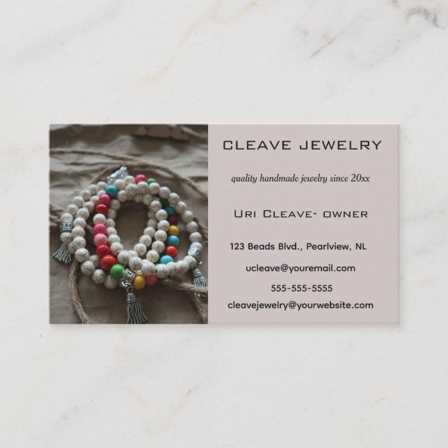 Editable Handmade Jewelry Business Card (Front)