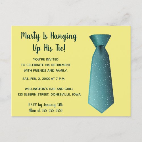 Editable Hanging Up His Tie Retirement Invitation