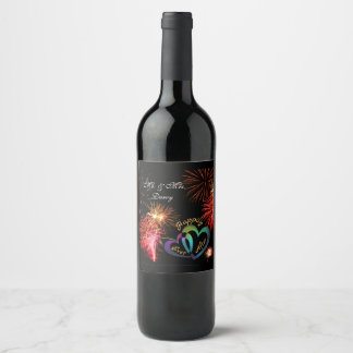 Editable - Happily Ever After with Fireworks Wine Label