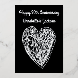 Editable Happy Anniversary Love Heart Foil Card