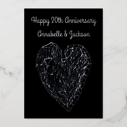 Editable Happy Anniversary Love Heart Foil Card