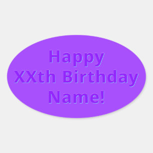 Editable Happy Birthday Any Name or Age Oval Sticker