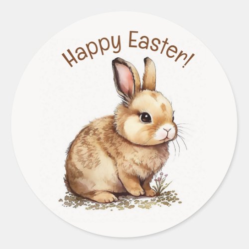 Editable Happy Easter Bunny Classic Round Sticker
