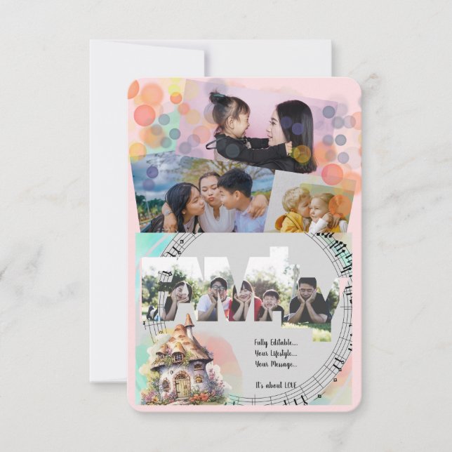 Editable Happy Family Photo Card (Front)