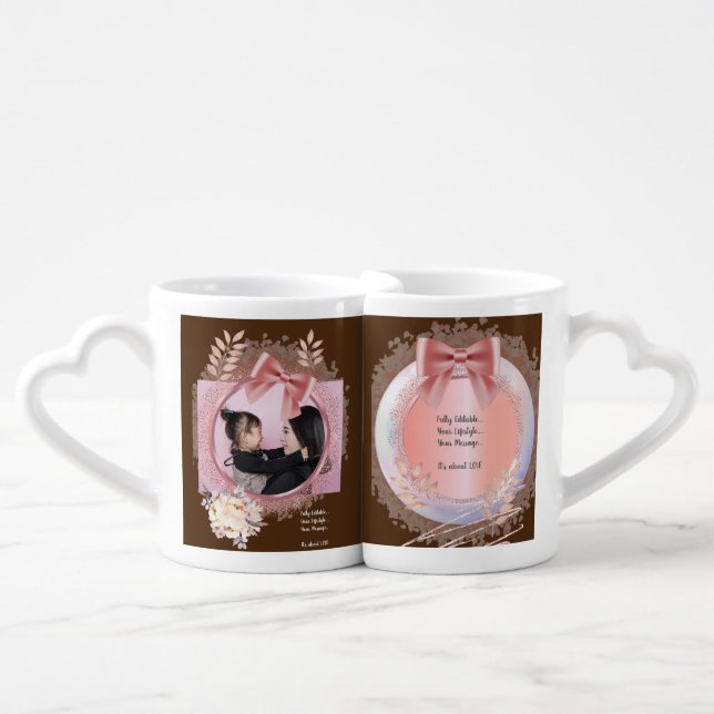 Editable Happy Family Photo Coffee Mug Set (Front Nesting)