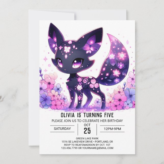 Editable Happy Fox Digital Birthday Invitation (Front)