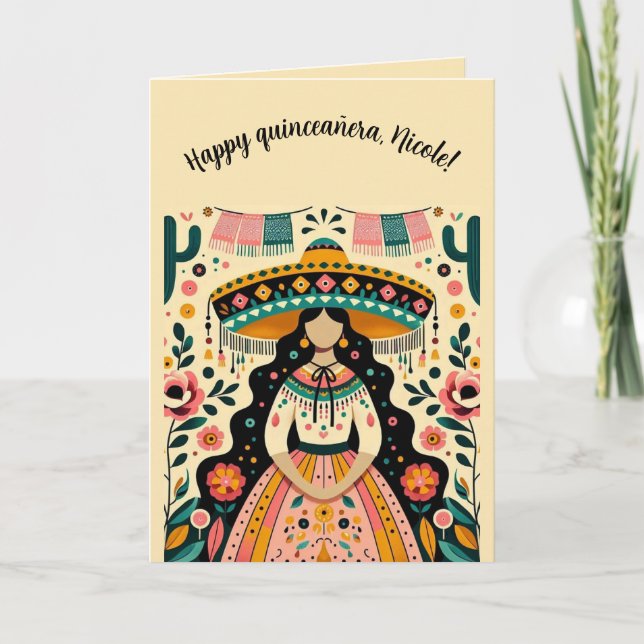 Editable Happy Quinceañera Card (Front)