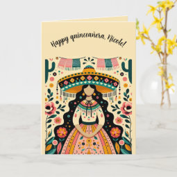 Editable Happy Quinceañera Card | Zazzle
