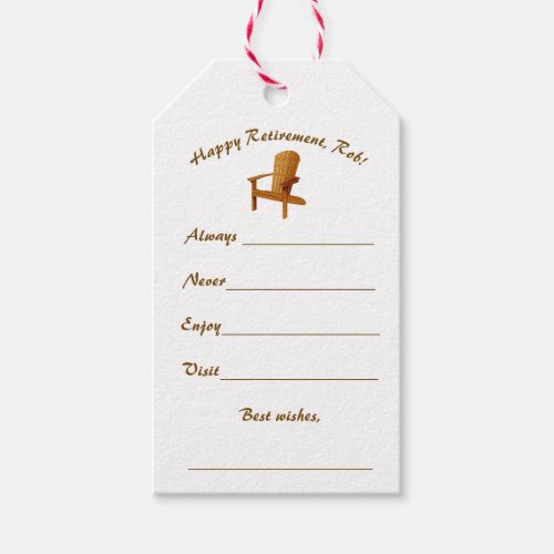 Editable Happy Retirement Wishes Gift Tags