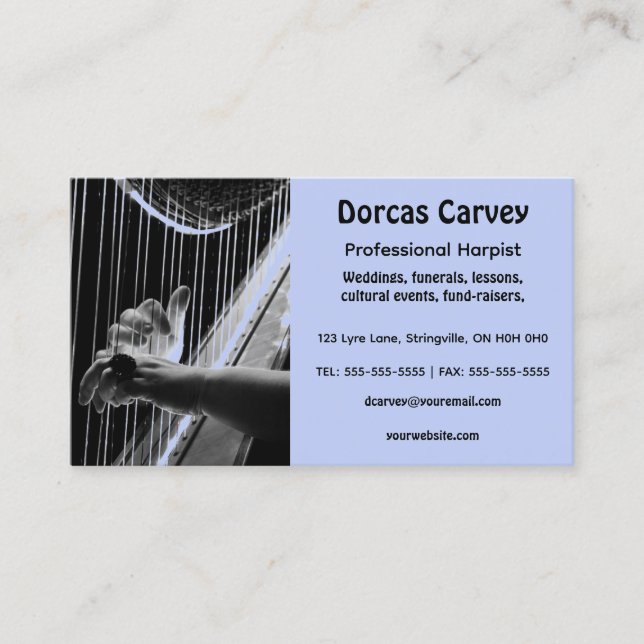 Editable Harpist Business Card (Front)