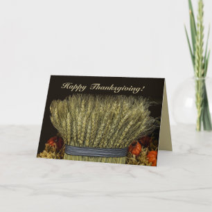 Editable Harvest Wheat Thanksgiving Greeting Card