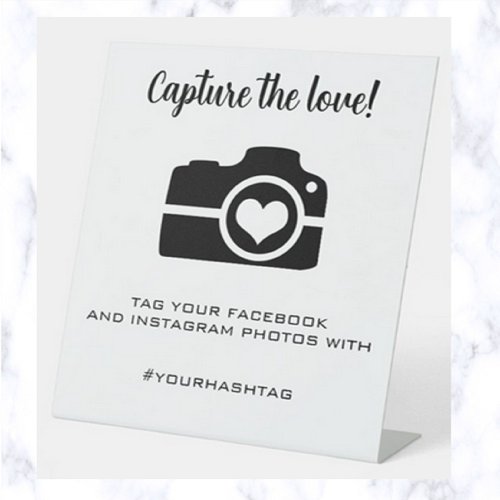 Editable Hashtag for Wedding Photos  Pedestal Sign