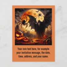 Editable Haunted Halloween Invitation Postcard