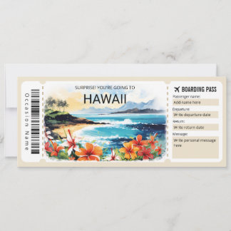 Editable Hawaii Plane Boarding Pass Ticket Invitation