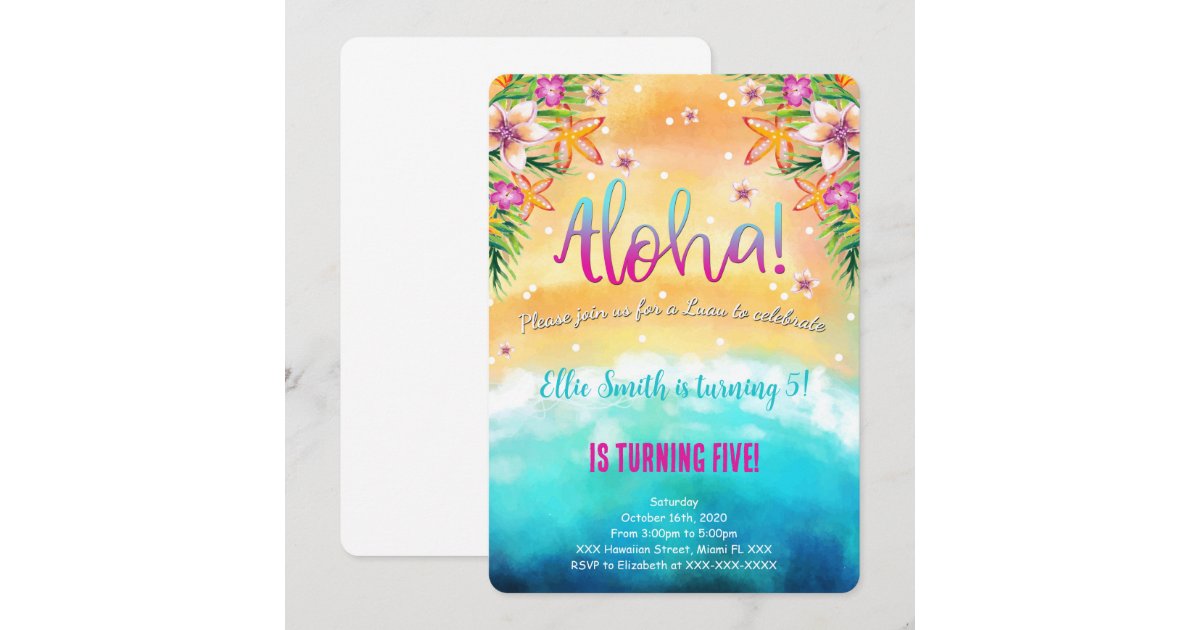 Editable Hawaiian Birthday Kids Invitation | Zazzle