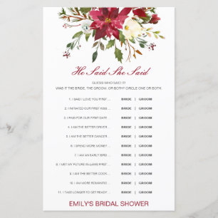 Editable He Said She Said Wedding Shower Game