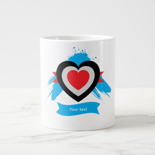 Editable Heart Custom Text Design Giant Coffee Mug (Front)
