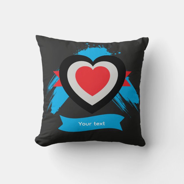 Editable Heart Custom Text Design Throw Pillow (Front)