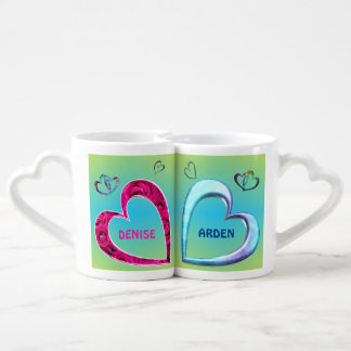 Editable Heart Interlocked in Bliss Coffee Mug Set
