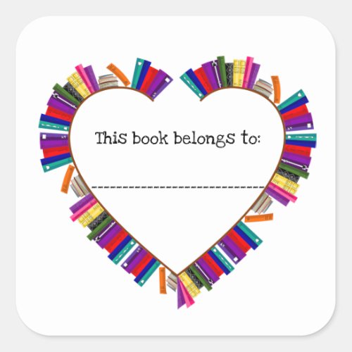 Editable Heart Shape With Books Bookplate