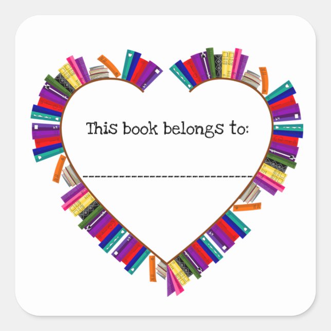 Editable Heart Shape With Books Bookplate (Front)