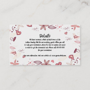 Editable Hearts and Flowers Details of the Wedding Enclosure Card