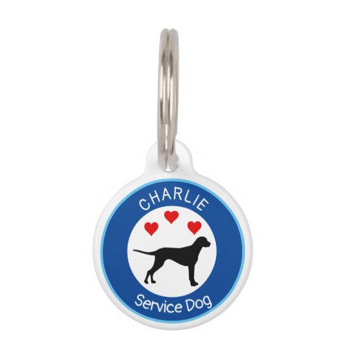 Editable Hearts Service Dog Round Pet Tag