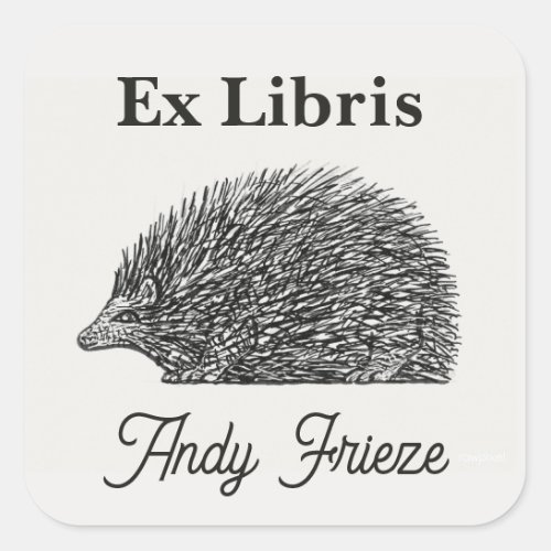 Editable Hedgehog Bookplate Sticker