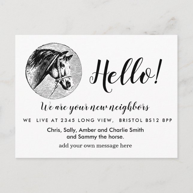 Editable Hello Neighbor,  New Address, intro Announcement Postcard (Front)