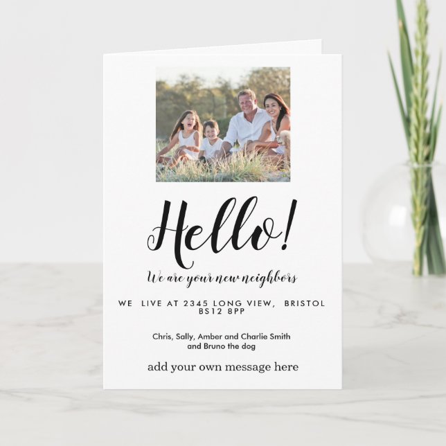 Editable Hello Neighbor,  New Address, intro Card (Front)