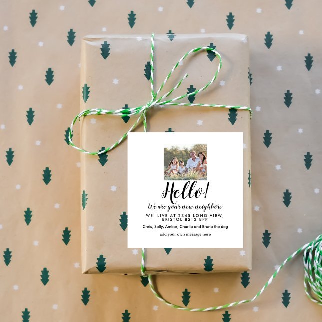 Editable Hello Neighbor,  New Address, intro Square Sticker (Creator Uploaded)