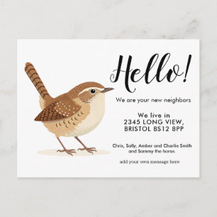 Editable Hello Neighbor New Address Wren Announcem Announcement Postcard