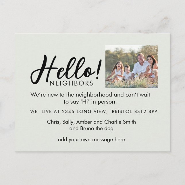 Editable "Hello Neighbor" Postcard | New Address,  (Front)