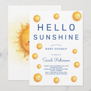 Editable Hello Sunshine Baby Shower Invitation