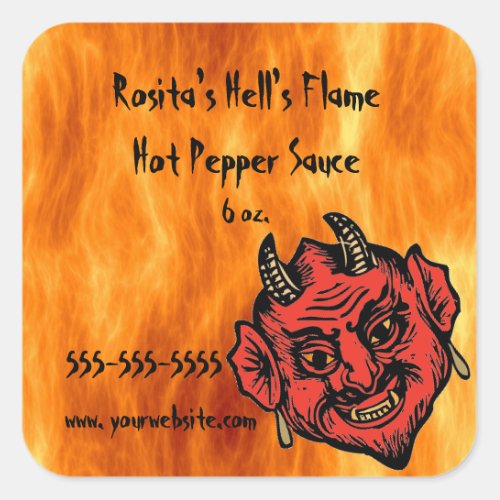 Editable Hells Flame Hot Sauce Label