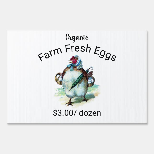 Editable Hen With Eggs Farm Fresh Eggs Sign (Front)