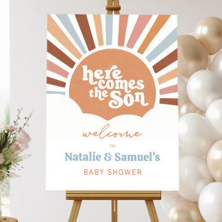 Editable Here Comes the Son Baby Shower Sun Sign