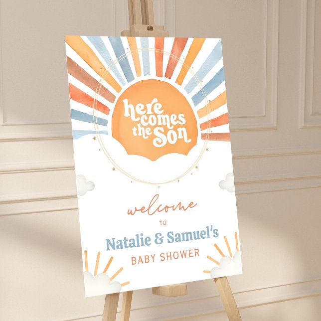 Editable Here Comes the Son Baby Shower Sun Sign (Creator Uploaded)