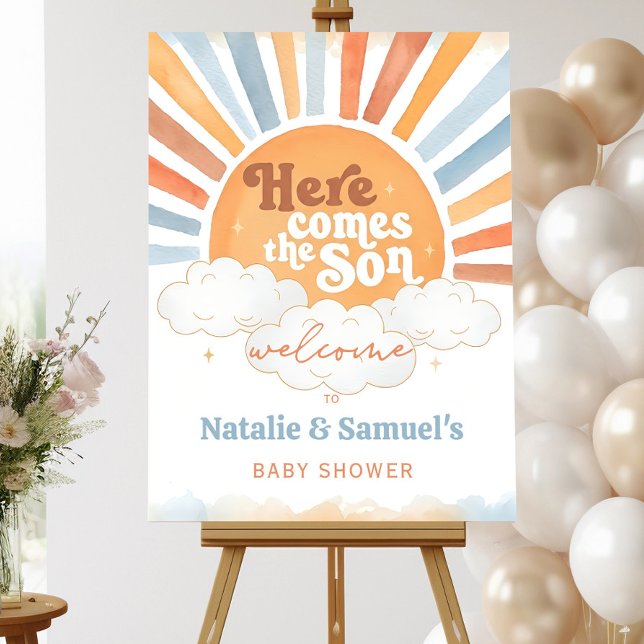 Editable Here Comes the Son Baby Shower Sun Sign (Creator Uploaded)