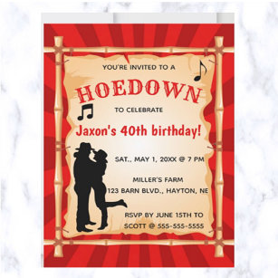 Editable Hoedown Shindig Country Western Birthday Invitation