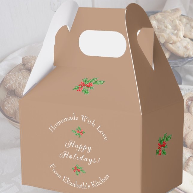 Editable Holiday Baking Gift Brown Happy Holidays! Favor Boxes (Creator Uploaded)