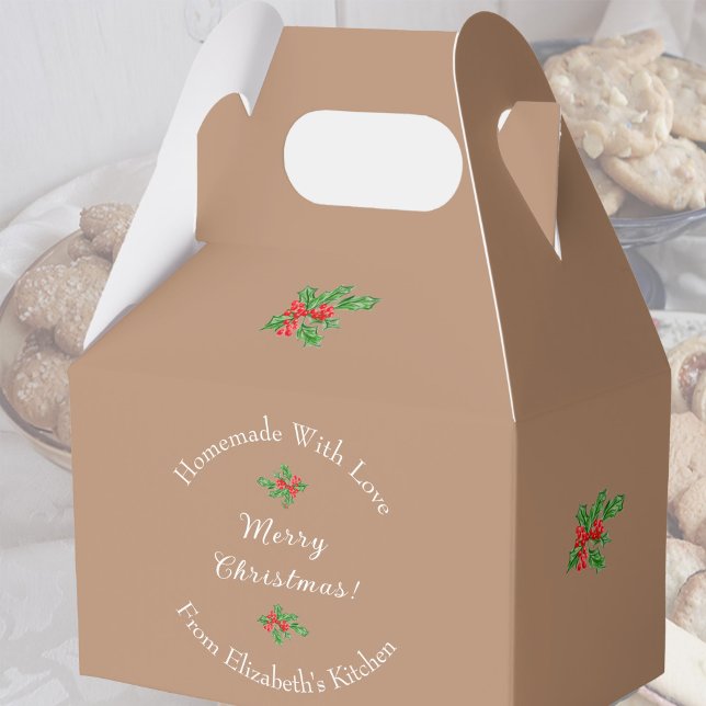 Editable Holiday Baking Gift Brown Merry Christmas Favor Boxes (Creator Uploaded)