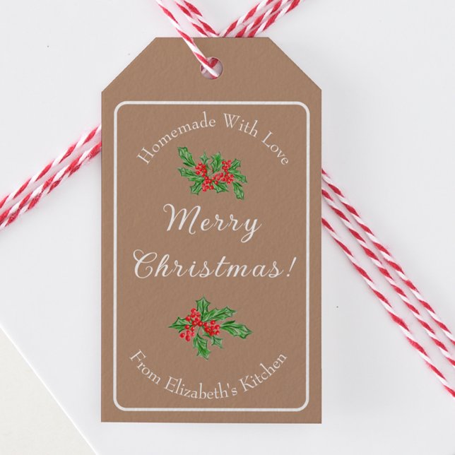 Editable Holiday Baking Gift Brown Merry Christmas Tags (Creator Uploaded)